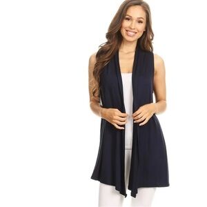 Kristin Nicole Sleeveless Draped Open Front Cardigan Vest
